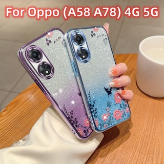 เคสโทรศัพท์มือถือแบบนิ่ม ลายกลิตเตอร์ระยิบระยับ แฟชั่น สําหรับ Oppo A58 NFC A78 OppoA78 OppoA58 4G 5G