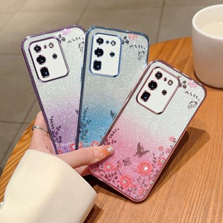 เคสโทรศัพท์ซิลิโคน TPU แบบนิ่ม ลายกลิตเตอร์ ประดับเพชรเทียม กันกระแทก สําหรับ Samsung Galaxy S20 Ultra FE S10 S9 S8 Plus