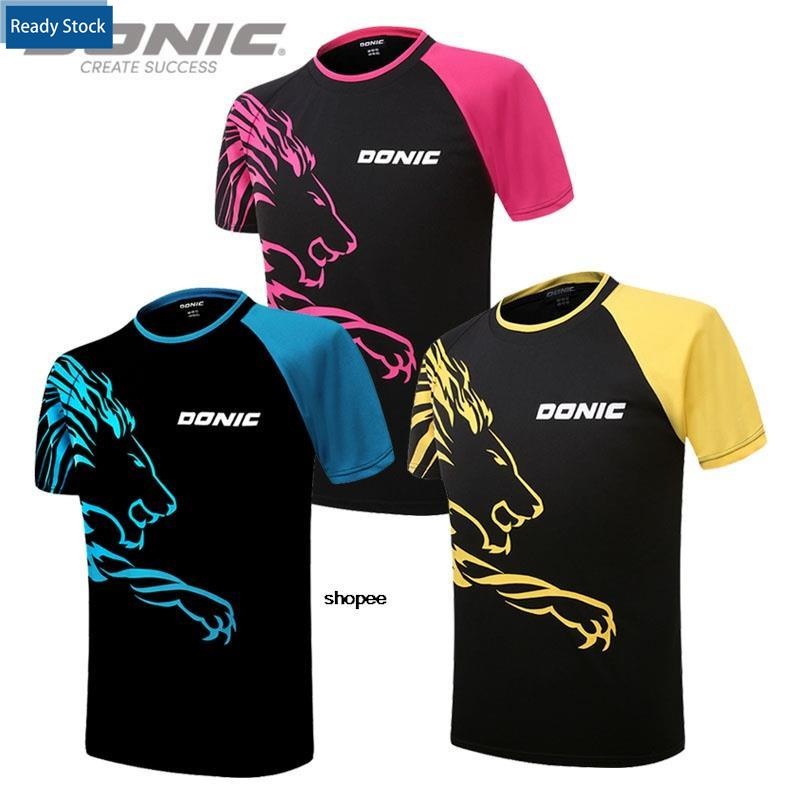 ของแท้ เสื้อกีฬา คอกลม ผ้าโพลีเอสเตอร์ ลาย Donic ขนาด 83276 สําหรับเด็กผู้ชาย และผู้หญิง