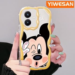 เคสโทรศัพท์มือถือ ซิลิโคนนิ่ม แบบใส ลายการ์ตูนมิกกี้เมาส์ สีครีม สําหรับ VIVO Y22 Y22s