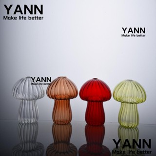 Yann1 แจกันแก้วใส รูปเห็ด 4 สี สําหรับตกแต่งบ้าน