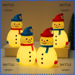 Wattle จี้ไฟ LED พลาสติก รูปการ์ตูนสโนว์แมน สีแดง เรืองแสง สีฟ้า สําหรับแขวนตกแต่งต้นคริสต์มาส