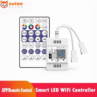 Sutee รีโมตควบคุม WiFi LED พร้อมรีโมตควบคุม 28 คีย์ หรี่แสงได้ 2048 พิกเซล 144W DC5-24V สําหรับแถบไฟ WS2812B WS281 SM16703