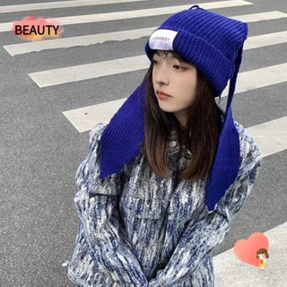 Beauty Skullies หมวกบีนนี่ลําลอง ผ้าถักโครเชต์ ลายกระต่าย สําหรับผู้หญิง