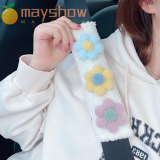 Mayshow สายคล้องไหล่, ปลอกหุ้มเข็มขัดนิรภัยรถยนต์ ลายดอกไม้ ผ้ากํามะหยี่ขนนิ่ม, อุปกรณ์ตกแต่งภายในรถยนต์ เข็มขัดไหล่รถยนต์