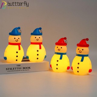 Buttterfly โคมไฟกลางคืน LED พลาสติก ลายการ์ตูนสโนว์แมน สีฟ้า สีแดง สําหรับเด็ก