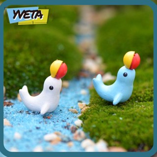 Yveta ฟิกเกอร์ปลาโลมา พลาสติก เรซิน สีฟ้า สีขาว DIY สําหรับตกแต่งกระถางต้นไม้ 12 ชิ้น