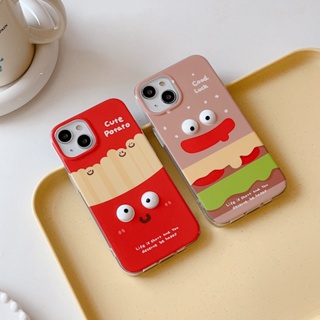 เคสโทรศัพท์มือถือ กันกระแทก ลายเฟรนช์ฟรายส์ เบอร์เกอร์ ขยับได้ สําหรับ Apple IPhone 14 13 12 11 Pro Max