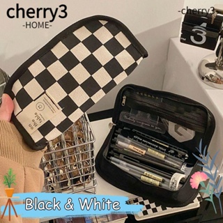 Cherry3 กระเป๋าดินสอ ขนาดใหญ่ จุของได้เยอะ แบบพกพา ลายกระดานหมากรุก สําหรับเด็กผู้หญิง