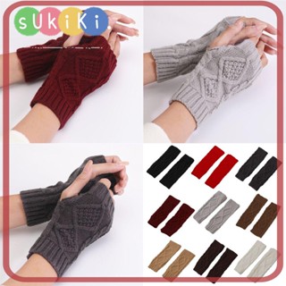 Sukiki ถุงมือครึ่งนิ้ว ผู้หญิง ฤดูหนาว กลางแจ้ง แขนอุ่น