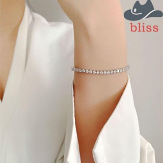 Bliss สร้อยข้อมือ โลหะผสมเงิน ลายงู ประดับพลอยเทียม Y2K สไตล์เกาหลี แฟชั่นเรียบง่าย สําหรับผู้หญิง