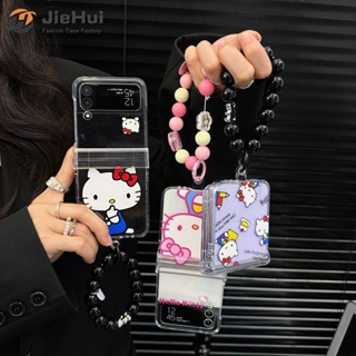 Jiehui เคสโทรศัพท์มือถือ ลายแมว สามชิ้น สําหรับ Samsung Z Flip5 Z Flip4 Z Flip3