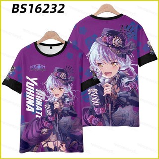 Cwc BanG Dream Roselia เสื้อยืดแขนสั้น กางเกงขาสั้น ชุดคอสเพลย์ 3D แฟชั่นสําหรับผู้หญิง