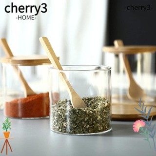 Cherry3 โหลแก้วใส่เครื่องปรุง ขนาด 3.4*3.1 นิ้ว ทรงกลม ทําความสะอาดได้ สําหรับห้องครัว