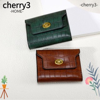 Cherry3 กระเป๋าสตางค์ หนัง Pu ลายหนังจระเข้ ขนาดเล็ก สีพื้น สําหรับผู้หญิง