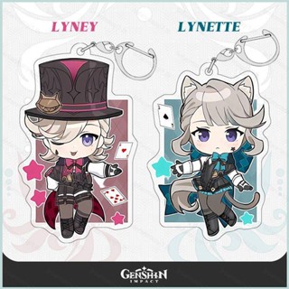 Genshin Impact Lynette Lyney พวงกุญแจ อะนิเมะ อะคริลิค น่ารัก จี้กระเป๋า การ์ตูน พวงกุญแจ ของขวัญ