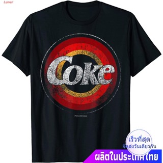 เสื้อยืดคอกลมLuner เสื้อยืดยอดนิยม Coca-Cola Vintage Retro Bullseye Coke Logo Graphic T-Shirt Mens Womens T-shirts