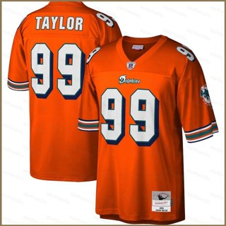 Qy 2004 เสื้อยืดลําลอง แขนสั้น พิมพ์ลาย NFL Miami Dolphins Game Jersey Jason Taylor Orange Big &amp; Tall พลัสไซซ์