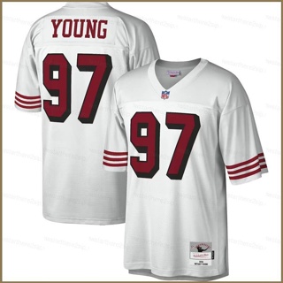 Qy 1994 เสื้อยืดลําลอง แขนสั้น คอกลม พิมพ์ลาย NFL San Francisco 49ers Game Jersey Bryant Young สีขาว พลัสไซซ์