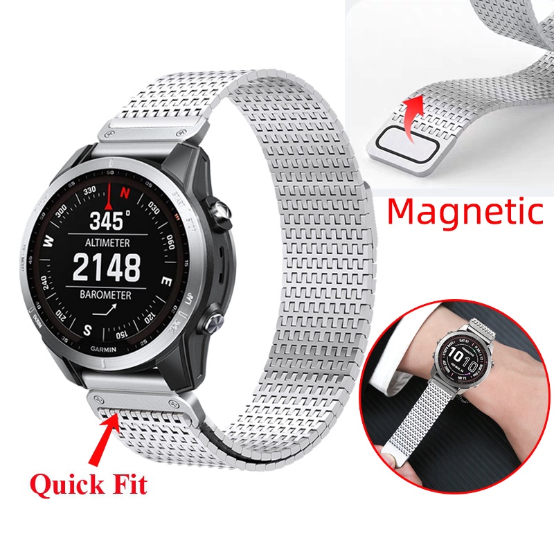 22 มม.26 มม.สแตนเลสสตีลสายนาฬิกาแม่เหล็ก Easy เปลี่ยน Quick Fit สําหรับ Garmin Epix Pro Gen 2 51 มม.