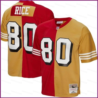 Yx NFL San Francisco 49ers Jerry Rice Scarlet เสื้อยืดลําลอง แขนสั้น คอกลม พิมพ์ลายฟุตบอล พลัสไซซ์