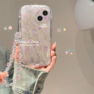 เคสโทรศัพท์มือถือแบบนิ่ม ลายดอกทิวลิป พร้อมสายโซ่คล้อง สําหรับ Huawei Nova 5T 7i P 50 40 30 Pro Mate 50 40 30 Pro Nova 8se 8i