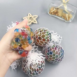 3/6pcs Squishy Mesh Squeeze Stress Balls with Beads for Kids Adults