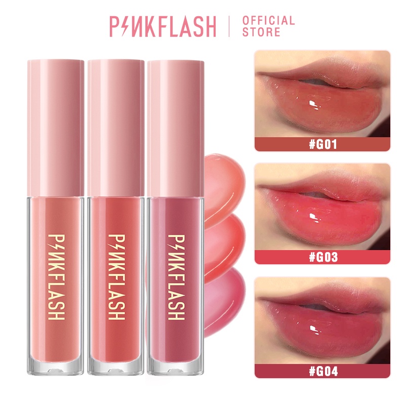 Pinkflash ลิปสติก ลิปกลอส ชิมเมอร์ ให้ความชุ่มชื้น 3 ชิ้น