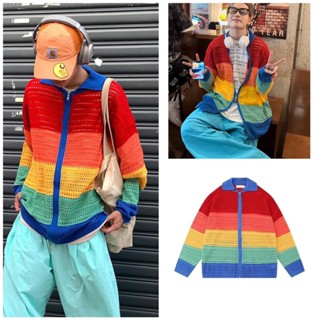 StylePop เสื้อสเวตเตอร์ Sweater Over Size ผ้าไหมพรมพรี่เมี่ยม Rainbow Sweater