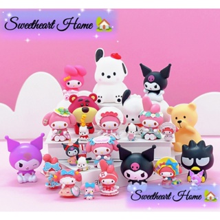 พร้อมส่ง ชุดท็อปเปอร์เค้กวันเกิด ลาย Hello Kitty Melody Kuromi Cinnamoroll Pochacco &amp; Friends สําหรับตกแต่งเค้ก