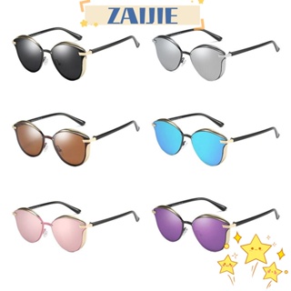 Zaijie24 Cateye แว่นตากันแดด เลนส์โพลาไรซ์ กรอบขนาดใหญ่ ป้องกันรังสียูวี 400 สีดํา สําหรับผู้หญิง และผู้ชาย