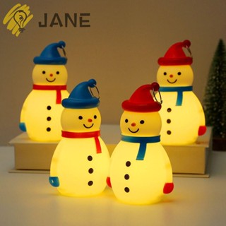 Jane โคมไฟกลางคืน LED พลาสติก ลายการ์ตูนสโนว์แมน สีแดง เรืองแสง สีฟ้า สําหรับเด็ก