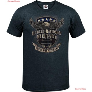 【s-5xl】ผ้าฝ้าย 100%เสื้อยืดลำลอง Harley-Davidson Military - Mens Charcoal Graphic T-Shirt - Overseas Tour Veterans Supp