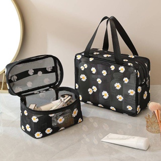 Little Daisy Mesh Bag Transparent Cosmetic Bag Large Capacity Portable Storage Bag Summer Travel Toiletry Bag Djay
