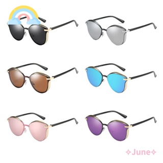 June Cateye แว่นตากันแดด เลนส์โพลาไรซ์ กรอบขนาดใหญ่ ป้องกัน UV400 สีดํา แฟชั่น สําหรับผู้หญิง และผู้ชาย