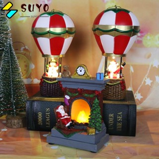 Suyo ลูกโป่งไฟ LED เรซิน รูปสโนว์แมน ซานตาคลอส สีแดง สําหรับตกแต่งบ้าน เทศกาลคริสต์มาส