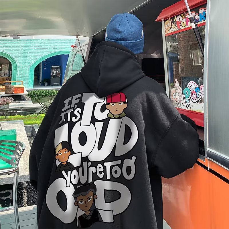 M-8XLAmerican Streetหลวมhip-hopพิมพ์hoodieสําหรับชายอเนกประสงค์หลวมoversizeแฟชั่นแขนยาวhoodieแจ็คเก็ตสําหรับชาย