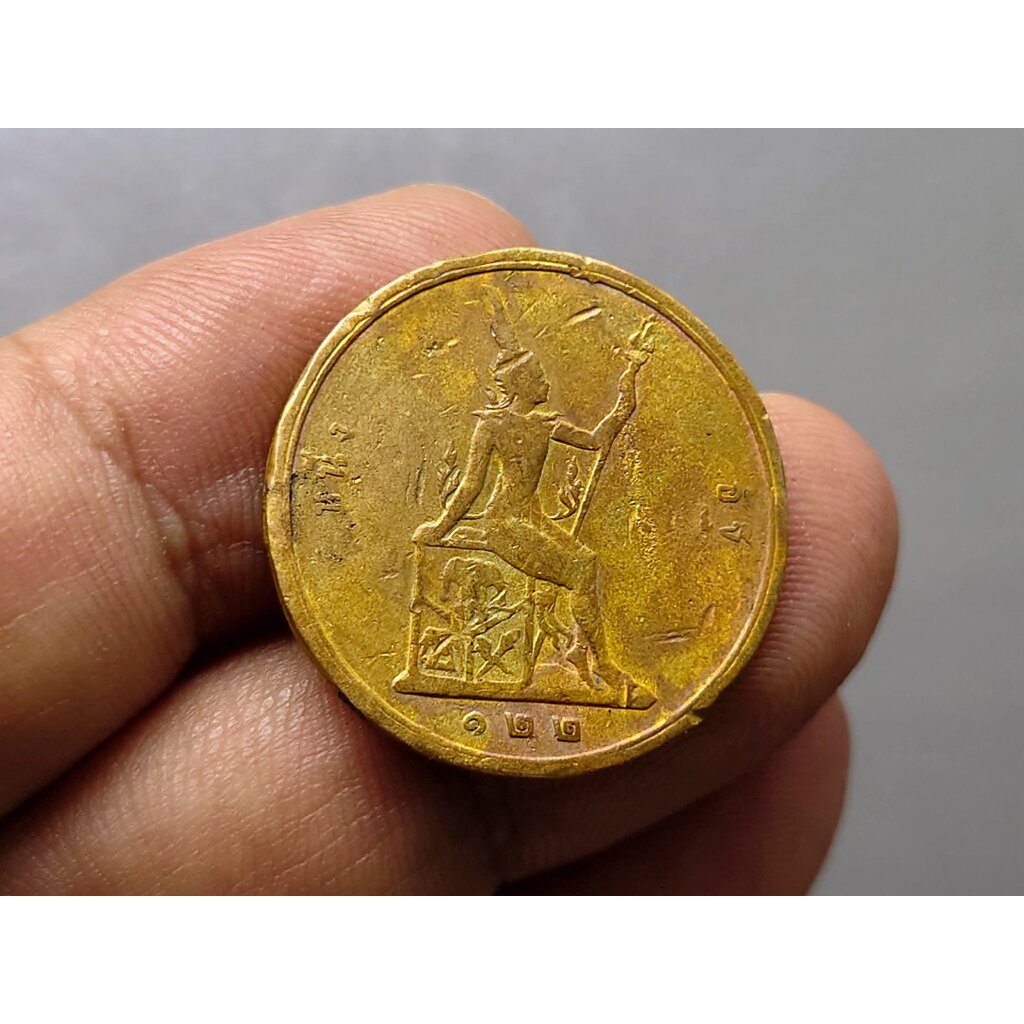 เหรียญอัฐทองแดง พระบรมรูป-พระสยามเทวาธิราช ร.ศ.122 (พิมพ์เล็ก) หายาก โรงกษาปณ์ฮัมบูร์ก รัชการที่ 5