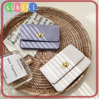 Sukiki กระเป๋าสตางค์ ใบสั้น หนัง PU บางมาก จุของได้เยอะ สีพื้น สําหรับผู้หญิง