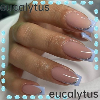 Eucalytus1 เล็บปลอมแฟชั่น หัวเหลี่ยม ยาวปานกลาง สไตล์ฝรั่งเศส สําหรับผู้หญิง