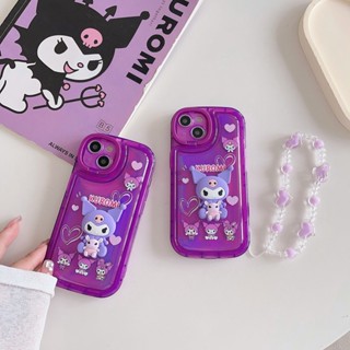 เคสไอโฟน เคสโทรศัพท์มือถือ ลายการ์ตูนคุโรมิ สามมิติ พร้อมสายคล้อง สําหรับ iPhone 14 13 12 11 pro max