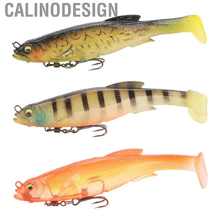 Calinodesign 12.5cm 21g Fishing Lures Silicone Baits T Tail Vivid Spin Ring Magnetic with Treble Hooks for Freshwater Saltwater