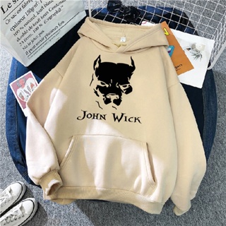 เสื้อกันหนาว เสื้อฮู้ดดี้ พิมพ์ลายกราฟฟิค John Wick สไตล์ญี่ปุ่น ฮาราจูกุ สําหรับผู้หญิง