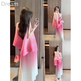 Pink Miyake Miyake dress womens summer new elegant casual Internet celebrity dress two-piece set