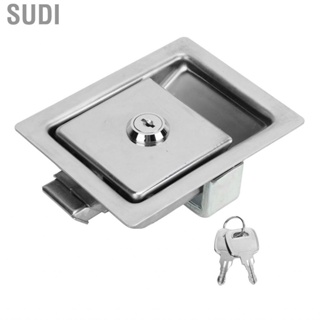 Sudi Toolbox Handle Latch  Flush Mount Stainless Steel Chrome Plating Door Lock Rugged with 2 Keys for Mobile Machinery Shops