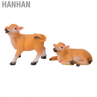 Hanhan Calf Statue  Vibrant Colors 2 Pieces Cattle Figurine for Garden