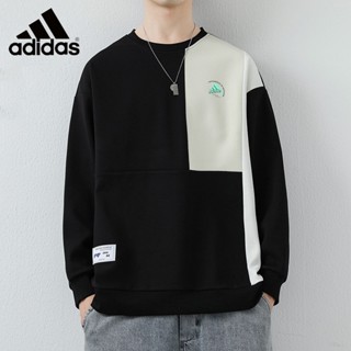 Adidas ของแท้ 100% เสื้อกันหนาว คอกลม สีตัดกัน สไตล์สปอร์ต สําหรับผู้ชาย และผู้หญิง