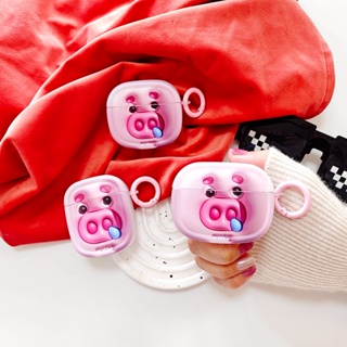 เคสหูฟัง รูปหมู สีชมพู สําหรับ Apple AirPods 1 2 Pro 3 Pro2