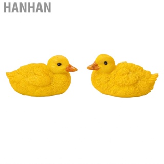 Hanhan 2pcs Duck Statue Cute Hand Painted Mini Resin Figure For Garden Patio