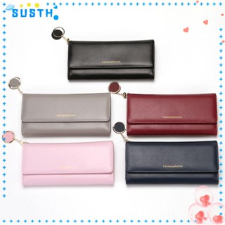 Susth กระเป๋าสตางค์ ใบยาว หนัง PU ใส่บัตรได้ แฟชั่น Cartera Mujer